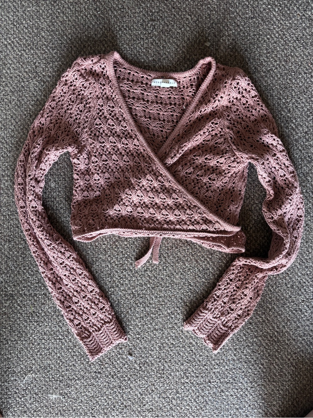 Aeropostale Brown Crochet Wrap V-Neck Sweater